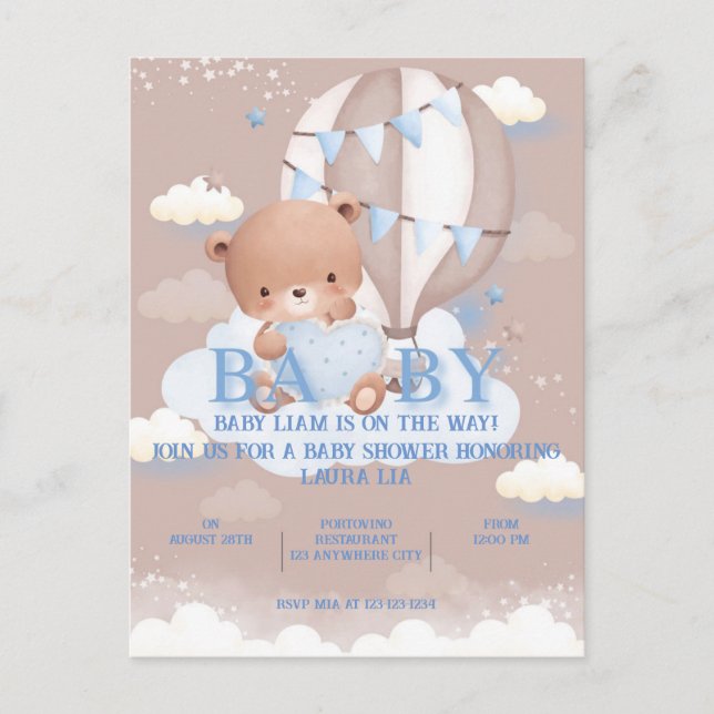 TEDDY BEAR BABY SHOWER INVITATION CARD (Front)