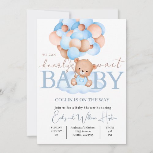 Teddy Bear Baby Shower Invitation Card