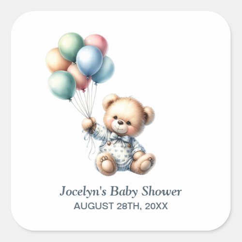 Teddy Bear Baby Shower Invitation Envelope Seal