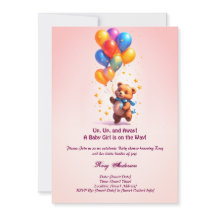 Teddy Bear Baby Shower Invitation for Baby Girl