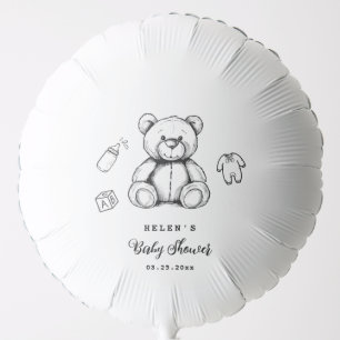 Teddy Bear Baby Shower Invitation, Gender Neutral Balloon