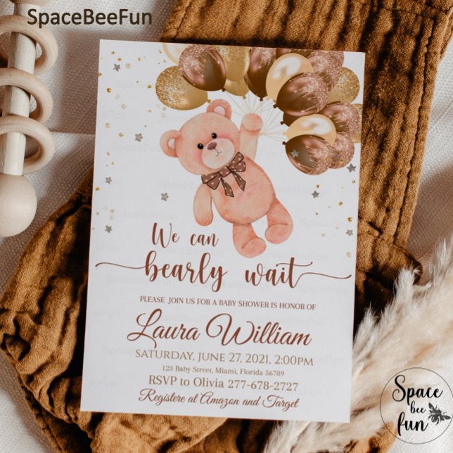 Teddy Bear Baby Shower Invitation Girl We Can Bear (Creator Uploaded)