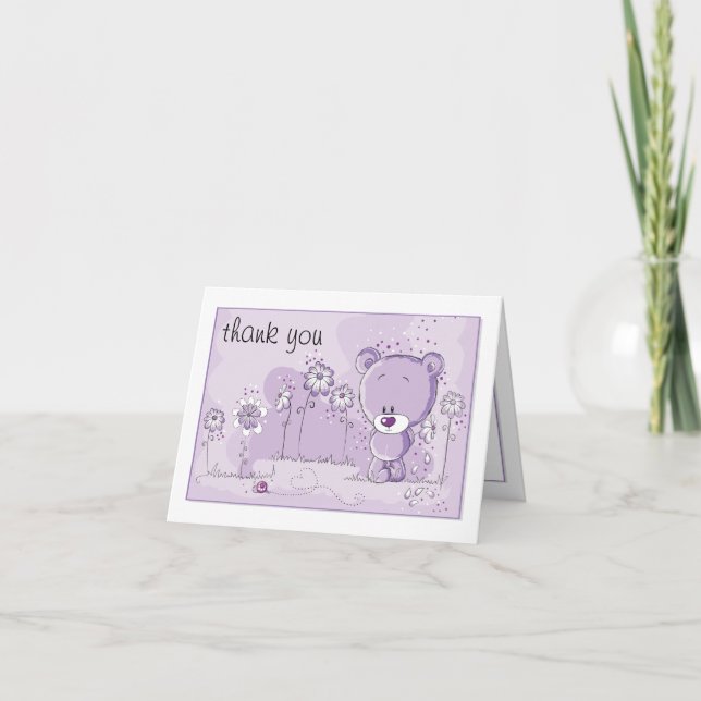 Teddy Bear Baby Shower Invitation - Purple (Front)