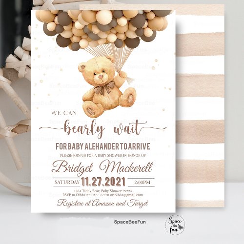 Teddy Bear Baby Shower Invitation We Can Bearly 