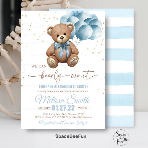 Teddy Bear Baby Shower Invitation We Can Bearly