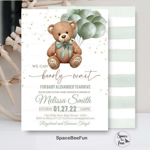 Teddy Bear Baby Shower Invitation We Can Bearly 