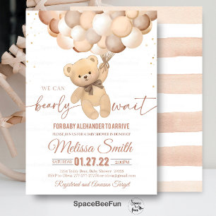 Teddy Bear Baby Shower Invitation We Can Bearly Wa