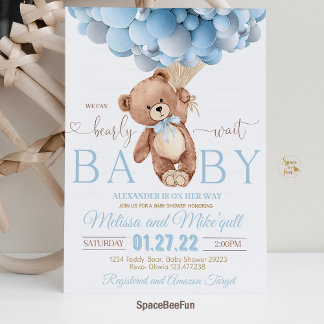 Teddy Bear Baby Shower Invitation We Can Bearly Wa