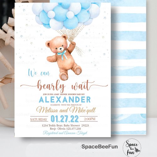 Teddy Bear Baby Shower Invitation We Can Bearly Wa