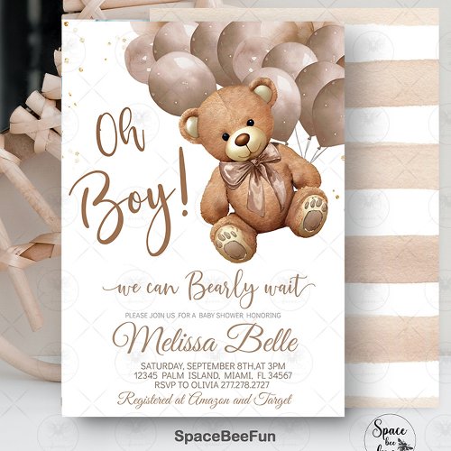 Teddy Bear Baby Shower Invitation We Can Bearly Wa