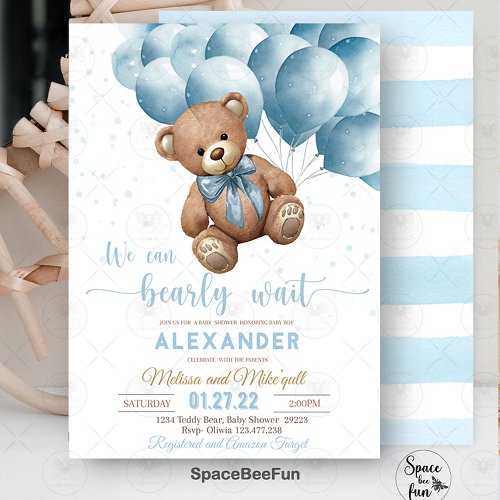 Teddy Bear Baby Shower Invitation We Can Bearly Wa