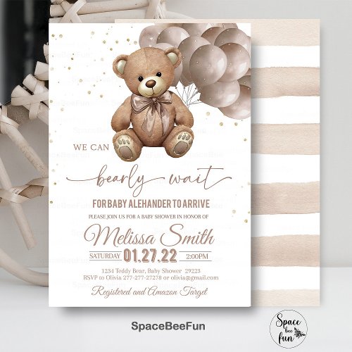 Teddy Bear Baby Shower Invitation We Can Bearly Wa