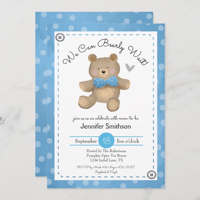 Teddy Bear Baby Shower Invitations (Front/Back)