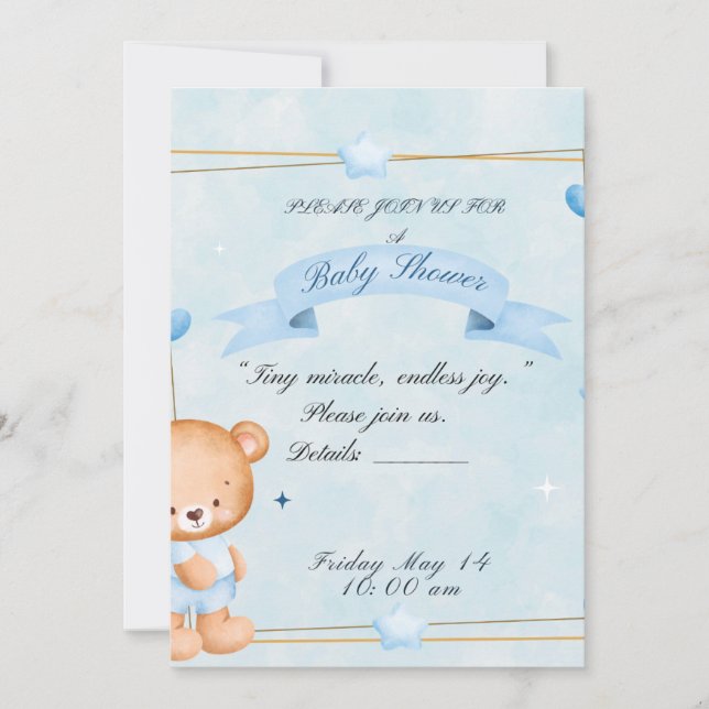 Teddy Bear Baby Shower Invite (Front)