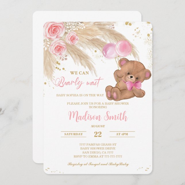 Teddy Bear Baby Shower Invite (Front/Back)