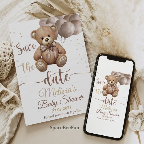 Teddy Bear Baby Shower Invite save the date