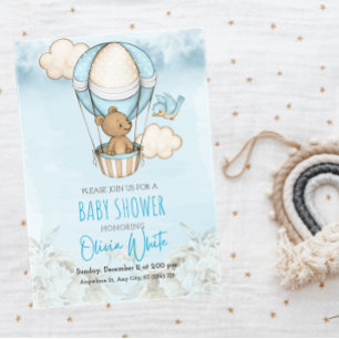 Teddy Bear Baby Shower invite, We Can Bearly Wait Foil Invitation