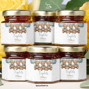 Teddy Bear Baby Shower it's TRIPLETS Honey Jar Favors