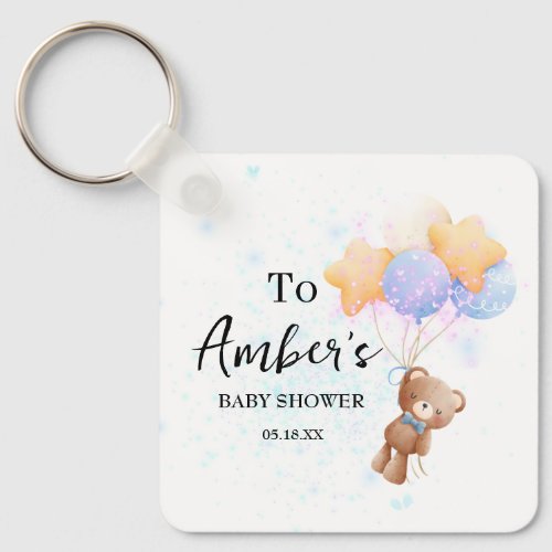 Teddy Bear Baby Shower Keychain