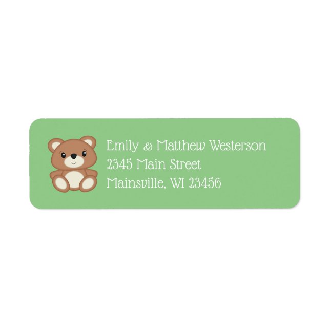 Teddy Bear Baby Shower Label (Front)