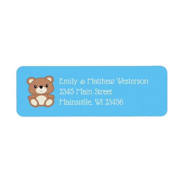 Teddy Bear Baby Shower Label (Front)