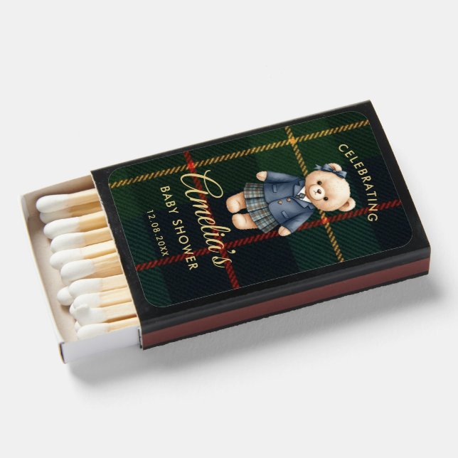 teddy bear baby shower matchboxes (Front Open)