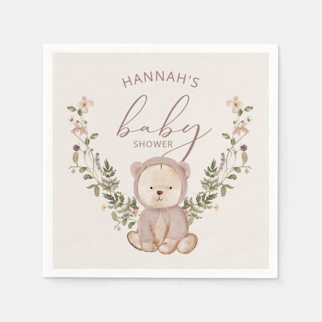 Teddy Bear Baby Shower Napkins (Front)