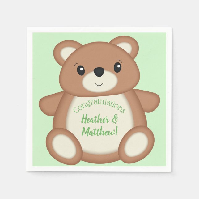 Teddy Bear Baby Shower Napkins (Front)