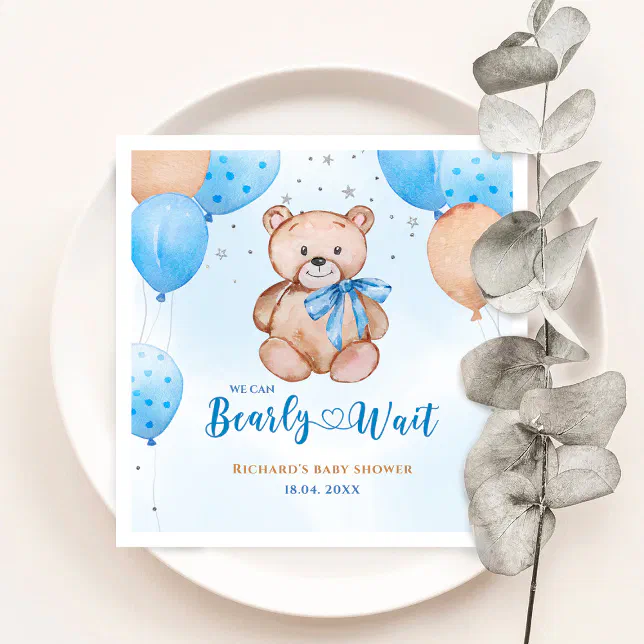 Teddy bear baby shower napkins Zazzle