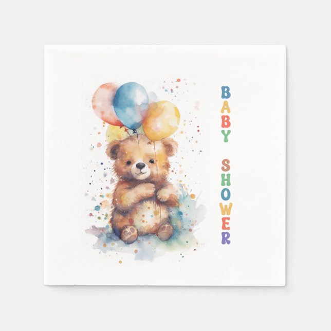 Teddy Bear Baby Shower Napkins (Front)