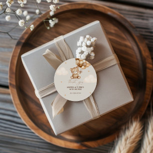 Teddy Bear Baby Shower Neutral Thank You Classic Round Sticker