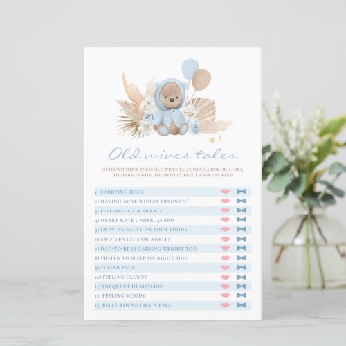 Teddy Bear Baby Shower Old Wives Tale Game