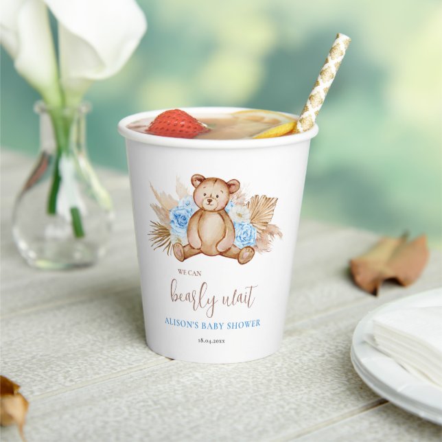 Teddy bear baby shower paper cups (Insitu)