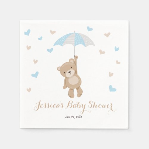 Teddy Bear Baby Shower Paper Napkin Boy Blue Cub