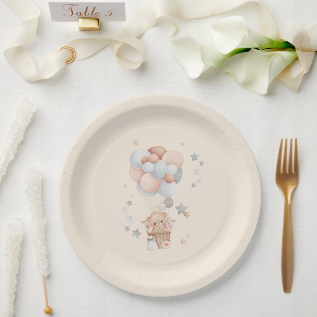 Teddy Bear Baby Shower Paper Plates (Wedding)