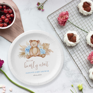 Teddy bear baby shower paper plates