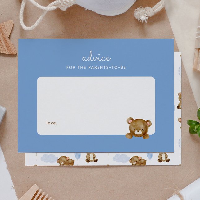 Teddy Bear Baby Shower Parenting Advice Note Card (Creator Uploaded)