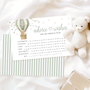 Teddy Bear Baby Shower Parents Advice Wishes Card