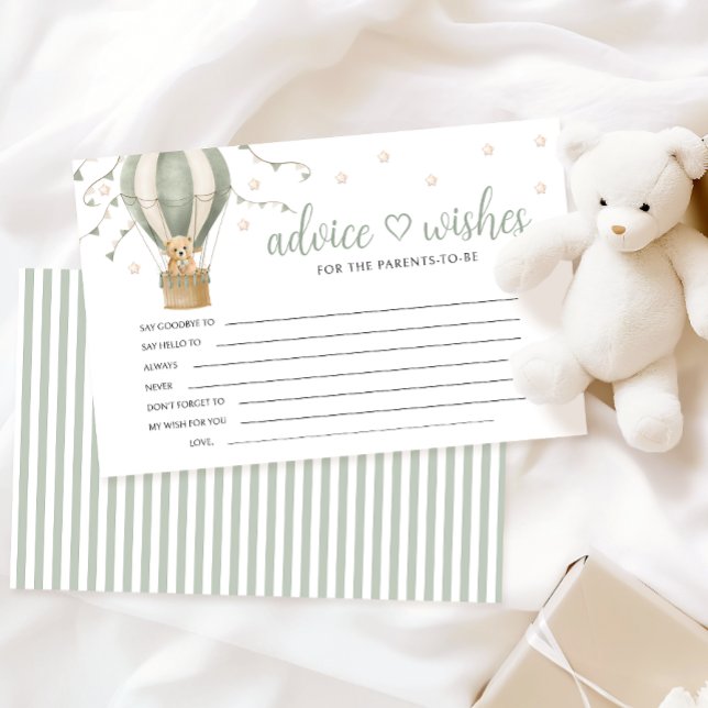 Teddy Bear Baby Shower Parents Advice Wishes Card (Creator Uploaded)