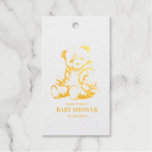 Teddy Bear Baby Shower Party Can Bearly Wait Foil Gift Tags