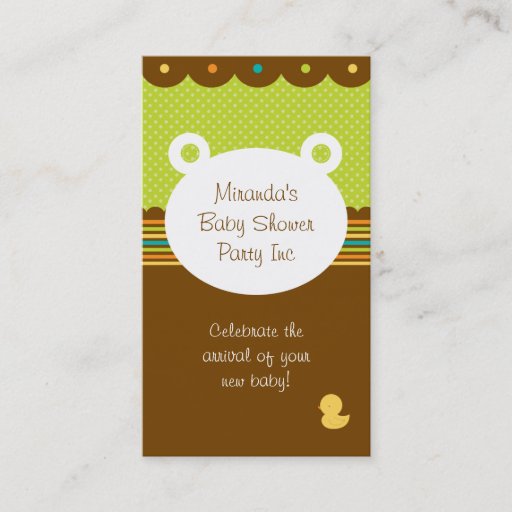 Customizable Teddy Bear Baby Shower Party Planner Business Card