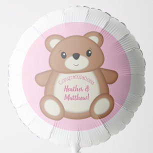 Teddy Bear Baby Shower Pink Girl Balloon
