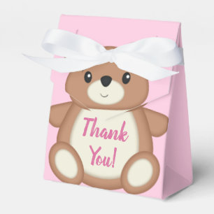 Teddy Bear Baby Shower Pink Girl Favor Boxes