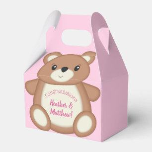Teddy Bear Baby Shower Pink Girl Favor Boxes
