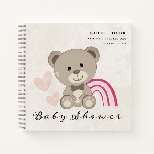 Teddy Bear Baby Shower Pink Guest Book