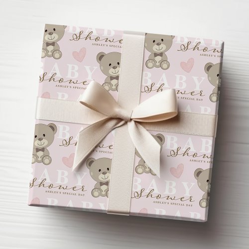 Teddy Bear BABY SHOWER Pink Wrapping Paper