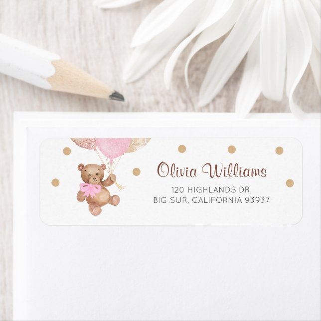 Teddy Bear Baby Shower Return Address Label (Insitu)