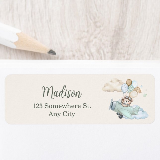  Teddy Bear Baby Shower Return Address  Label (We Can Bearly Wait Baby Shower Return Address Label)