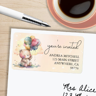 Teddy Bear Baby Shower Return Address Label