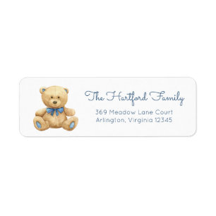 Teddy Bear Baby Shower Return Address Label